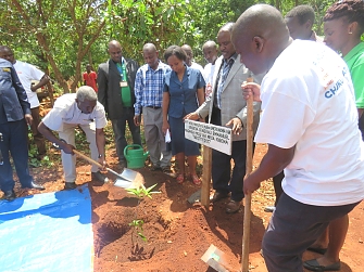 Kigoma Regional commissioner was standing near his memorial tree planted at MHA office in Nduta camp