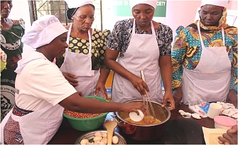 women group doing processing of their products