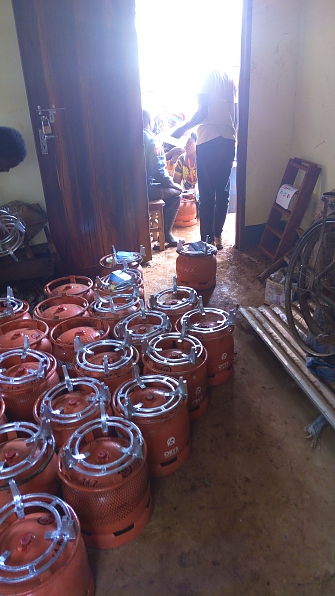 Complete set of (Liquefied petroleum gas) LPG cylinder distributed to refugees at Mtendeli camp in Kibondo District