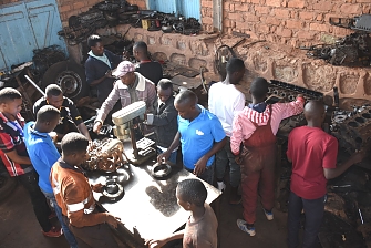 REDESO Ngara vocational automechanics class in Engine assembly room